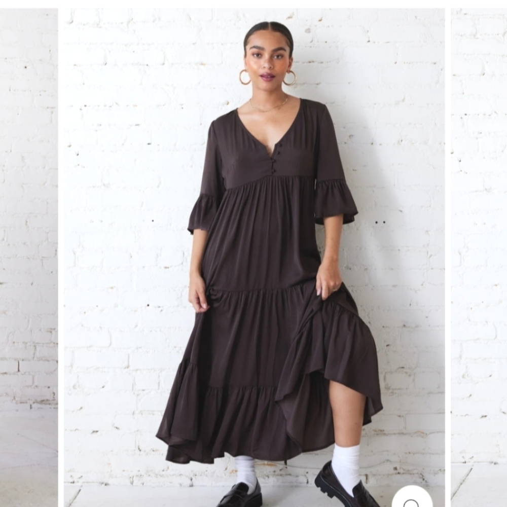 Ingrid & Isabel Flutter maternity dress in java 🤎